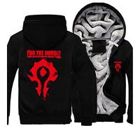 WIOSEN Sweats à Capuche de Printemps pour Hommes Warcraft World/pour la Horde Sweat-Shirt Full Zip Cardigan Pullover Pull Sweat à Capuche à Manches Longues Pulland Outerwear,Black-Aldult L