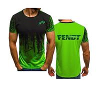 WIOSEN T-Shirt de Sport pour Homme pour Impression FENDT à Manches Courtes Respirant à séchage Rapide T-Shirts de Course à Pied d'entraînement d'été lâche vêtements de Travail Doux, Cyan-XL