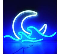 WIOSOUL Panneau lumineux néon en acrylique pour décoration de chambre, chambre, fête, salon, décoration d'intérieur - Motif lever du soleil - 29 x 18 cm - Motif vagues de lune