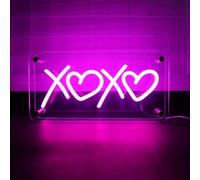 WIOSOUL XOXO Panneau lumineux néon LED pour décoration murale et bureau, panneau lumineux XOXO à intensité variable, panneau acrylique double couche alimenté par USB, panneau lumineux pour mariage,
