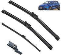 Wiper Blades pour Ford Fiesta 7 2017-2023 Kit de balais d'essuie-Glace Avant et arrière Ensemble de balais et Bras Pare-Brise Nettoyeur de fenêtre Brosses de Pluie