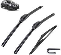 Wiper Blades pour Nissan Qashqai J11 2013-2020 Kit de balais d'essuie-Glace Avant et arrière Ensemble de balais et Bras Pare-Brise Nettoyeur de fenêtre Brosses de Pluie