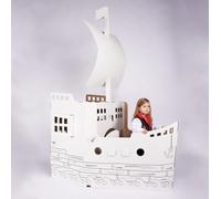 Wiplii - Bateau Pirate en Carton - Jeu Géant : 1m50x 78cm x 2m11 - Jeu Dès 3 Ans - Idéal Cadeau d'anniversaire, Noël ou Décoration