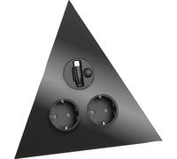 WIPO Élément de prise Power Triangle 2 Schuko + chargeur USB noir