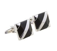 WIPPWER Business Cufflinks Men's Mosaic French Cufflinks Square Agate Pure Natural Deep Sea Shell Cuffs for Business Wedding Gift(Black)