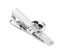 WIPPWER Clip on Ties for Men, Mens Clip on Tie Black Skull Stainless Steel Men's Tie Clip Unisex Womens Tie Clip on Birthday Gifts for Women Tie Accessories
