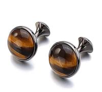 WIPPWER Cufflinks for Men Round Shape Cufflinks for Men, Business, Wedding, Party Business Wedding Party(F)