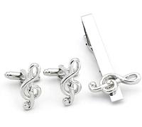 WIPPWER Mens Cufflinks Elegant Style Cuff Art Series Steel Color Musical Symbol Cuffs Buttons Nek Thai Pin Set Men's Accessories Gift French Shirt Cuffs Button Male Jewelry Clothing Accessories