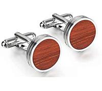 WIPPWER Mens Cufflinks Elegant Style Cuff Wooden Cufflinks for Mens Fine Gift Cuff Buttons Round Wood Cuff Links Individual Elegance Clothing Accessories