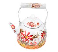 WIPPWER Théière turque en émail - Décoration japonaise - Théière en céramique - Théière florale rétro - Support de rangement en émail - Pot d'eau chauffant - Pour faire du thé en porcelaine