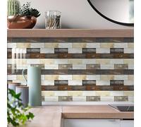 WIQUYBML Carrelage adhésif de qualité supérieure, Beige, Marron et Gris, résistant à l'huile, pour Salle de Bain et Cuisine. Transferts adhésifs en Vinyle imperméables et Amovibles, 27 x 27