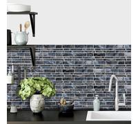 WIQUYBML Carrelage adhésif Effet marbre Bleu Marine pour Cuisine et Salle de Bain. Résistant à l'eau et à l'huile, idéal pour Les escaliers. Amovible et Auto-adhésif. 12 x 24,6 cm / 48 pièc