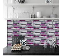 WIQUYBML Carrelage adhésif raffiné Effet marbre Violet et Gris, résistant à l'huile, pour Salle de Bain et Cuisine. Transferts muraux Amovibles en Vinyle, imperméables et repositionnables,