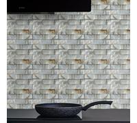 WIQUYBML Carrelage adhésif raffiné, Gris Clair doré, résistant à l'huile, pour Salle de Bain et Cuisine. Transferts adhésifs en Vinyle imperméables et Amovibles, 27 x 27 cm (20 pièces).