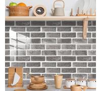 WIQUYBML Carrelage adhésif raffiné, Imitation Brique Grise et Blanche, résistant à l'huile, pour Salle de Bain et Cuisine. Transferts adhésifs en Vinyle imperméables et Amovibles, 27 x 27 c
