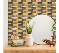 WIQUYBML Carrelage adhésif raffiné, Imitation Brique Grise et Orange, résistant à l'huile, pour Salle de Bain et Cuisine. Transferts adhésifs en Vinyle imperméables et Amovibles, 27 x 27 cm