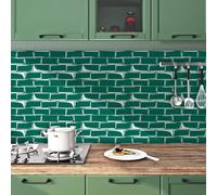 WIQUYBML Carrelage adhésif raffiné, Motif Briques Vertes et Blanches, résistant à l'huile, pour Salle de Bain et Cuisine. Transferts adhésifs en Vinyle imperméables et Amovibles, 12 x 24 cm