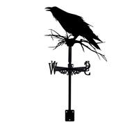 WIQUYBML Corneille Girouette Jardin Cour Métal Girouette Indicateur de Direction du Vent avec Montage sur Le Toit Creative Ornement de Maison en Acier Inoxydable Cadeau pour Ferme Scène Art
