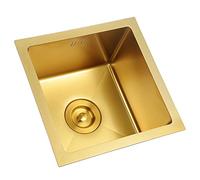 WIQUYBML Évier à cuve Unique, Petit modèle, en Acier Inoxydable doré, à Poser, carré, à Siphon, encastrable, pour Cuisine, Restaurant ou Bar (Couleur : Or, Dimensions : 45 x 45 cm)