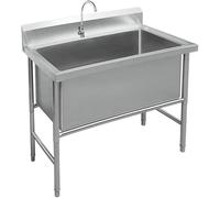 WIQUYBML Évier autoportant en Acier Inoxydable, évier Utilitaire, évier de Cuisine Commercial à 1 Compartiment, évier de Cuisine Industriel, Commercial