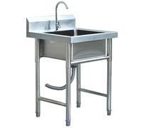 WIQUYBML Évier Commercial avec dosseret, égouttoir Utilitaire à cuve Unique en Acier Inoxydable 304, autoportant, pour Restaurant, Bar, buanderie, Garage, Jardin, L : 19,6''/23,6''
