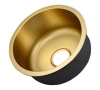 WIQUYBML Évier de Bar de Cuisine Rond, évier à Une cuve avec Accessoires de vidange, Petit Poste de Travail en Acier Inoxydable doré avec trop-Plein, pour Installation encastrée et sous pla