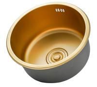 WIQUYBML Évier de Bar Rond Grande capacité à cuve Unique, Conception à Double Fixation avec crépine et kit de Tuyau d'évacuation, idéal pour Les Camping-Cars et Les Cuisines extérieures (28