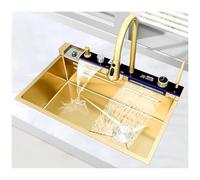 WIQUYBML Évier de Cuisine à Effet Cascade amélioré, Poste de Travail en Acier Inoxydable Nano, évier de Bar Intelligent avec Robinet extractible, Lave-Tasses, Kits de vidange, Grand évier d