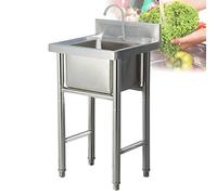 WIQUYBML Évier de Cuisine en Acier Inoxydable 304, lavabo, établi d'extérieur Portable, Robinet pivotant à 360°, pour Restaurants commerciaux, buanderie, arrière-Cour