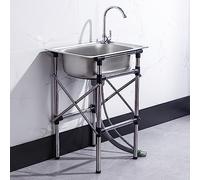 WIQUYBML Évier de Cuisine Mobile avec Support Pliable, Robinet d'eau Froide Commercial autoportant pour Garage, Camping, Barbecue, etc. (53 x 38 cm)