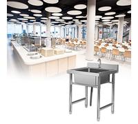 WIQUYBML Évier de Cuisine Professionnel à Compartiments - Poste de Travail en Acier Inoxydable 304 - Lavage des Mains avec dosseret
