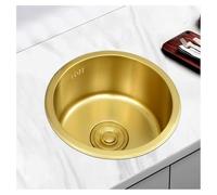 WIQUYBML Évier de Cuisine Rond en Acier Inoxydable avec Accessoires de vidange, Petit Plan de Travail à Une cuve avec trop-Plein, à encastrer ou à Poser sous Plan (A, 40 x 40 x 19 cm)