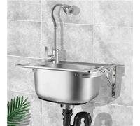 WIQUYBML Évier Mural en Acier Inoxydable avec Robinet mitigeur, cuve Unique épaisse, Facile à Nettoyer, idéal pour Les Cuisines commerciales, Les Restaurants, Les hôtels et Les garages.