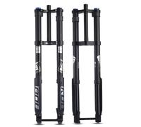 WIQUYBML Fourche à Suspension pneumatique pour VTT DH 26/27,5/29 Pouces, axe traversant inversé à Double épaulement, débattement de 160 mm, Cintre Droit/Conique, Frein à Disque Avant, régla