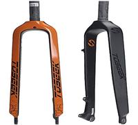 WIQUYBML Fourche à Suspension VTT Rigide Avant 26/27,5/29" pour Freins à Disque, en Carbone, Tube Droit sans Filetage de 28,6 mm, Amortisseur à gaz ultraléger ABS avec Capuchon supérieur ex