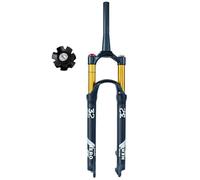 WIQUYBML Fourche Avant à air pour VTT 26/27,5/29 Pouces, Compatible Freins à Disque, Pivot Conique sans Filetage 1 1/2", débattement 120 mm, axe QR 9 mm