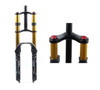 WIQUYBML Fourche Avant de vélo de Montagne en Aluminium à Suspension, Fourche à Double té, système de Ressort de Descente, axe traversant à dégagement Rapide (Couleur : Oil Open, Taille 27,