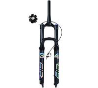 WIQUYBML Fourche Avant de VTT à air 27,5''/29'', débattement de 140 mm, Pivot Conique sans Filetage de 1 1/2 Pouce, axe de Direction à Serrage Rapide, Compatible avec Freins à Disque de 9