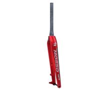WIQUYBML Fourche Rigide en Fibre de Carbone pour VTT universels 27,5"/29", axe traversant Boost 15 x 110 mm, Frein à Disque Avant, Pivot Conique 1-1/2" (Rouge Mat, 27,5 Pouces)