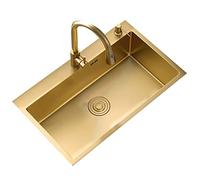 WIQUYBML Grand évier de Cuisine encastré en Acier Inoxydable 55 x 45 cm avec Robinet et Accessoires. Design Moderne et Facile à Nettoyer, à Une Seule cuve, idéal pour l'aménagement de la ma