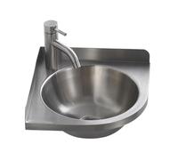 WIQUYBML Lavabo d'angle Mural en Acier Inoxydable, cuve Unique avec Robinet Eau Chaude/Eau Froide, Forme Triangulaire épaisse, idéal pour Camping-Car, Bateau et Salle de Bain/Toilettes.