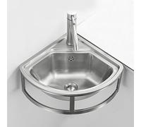 WIQUYBML Lavabo d'angle Mural en Acier Inoxydable, épais, Suspendu, argenté, Simple, Triangulaire (45 x 39 cm)