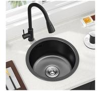 WIQUYBML Mini-évier Rond en Acier Inoxydable pour Bar - Lavabo à légumes à Poser ou à encastrer avec kit de vidange (Argent 40x40cm) Idéal pour Les Cuisines et Les Bars à Domicile