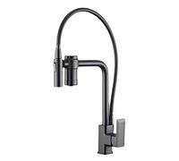 WIQUYBML Robinet de Cuisine à col de Cygne extractible avec Distributeur d'eau Potable, mitigeur 3 Voies pour Eau Chaude et Froide, mitigeur Moderne à poignée Unique, évier RO (Gris)