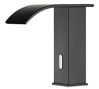 WIQUYBML Robinet de lavabo Noir Mat à capteur Infrarouge, Corps en Laiton avec boîtier de Commande, mitigeur sans Contact, Style Moderne, pour Usage Domestique et Commercial.