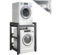 WIQUYBML Support de séchage à Hauteur réglable, capacité de 400 kg, kit d'empilage Portable pour Lave-Linge à Chargement Frontal et étagère à Linge Gain de Place pour Petites Cuisines et sa
