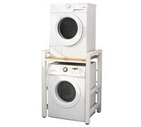 WIQUYBML Support empilable pour Lave-Linge et sèche-Linge avec Rangement en Teck, Structure antidérapante, pour buanderie, Salle de Bain et Lave-Vaisselle. Kit d'empilage pour Un Gain de pl