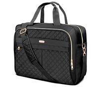 WIRABO Sacoche pour Ordinateur Portable Femme 17.3 Pouces Imperméable Mallette Bandoulière Sacoche Porte Document pour Travail Affaires Université, Noir Pro