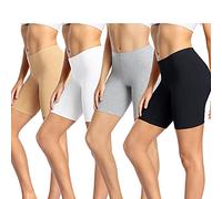 wirarpa Anti Frottement Cuisse Femme Short sous Robe Panty Coton Shorty Lot de 4 Multicolore-Noir/Blanc/Gris/Beige,Taille L