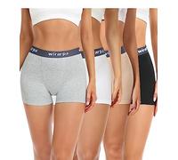 wirarpa Boxer Femme Coton Shorty Anti Frottement Shorts Caleçons Femmes 3'' Inseam Lot de 4 Noir Gris Beige Blanc Taille XL